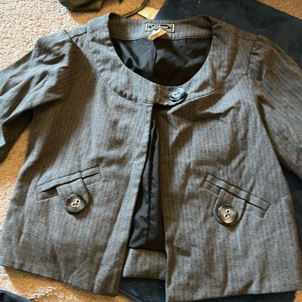Guess Cropped One Button Jacket Small - image 2